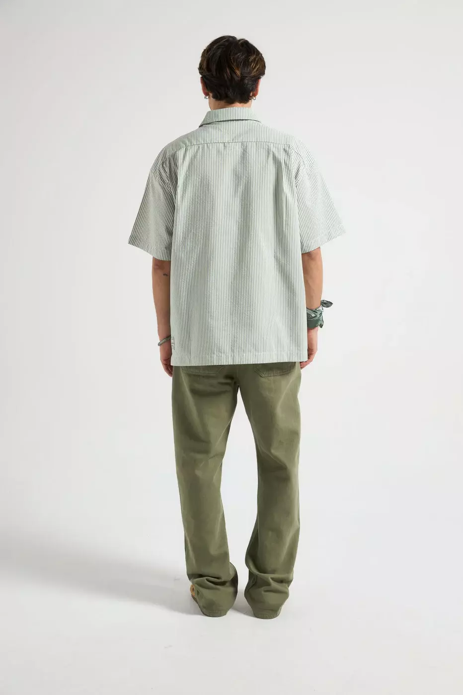 Trendsplant Mechanic Box Seaqual®Yarn Shirt Green Stripes Hemd Herren gestreift